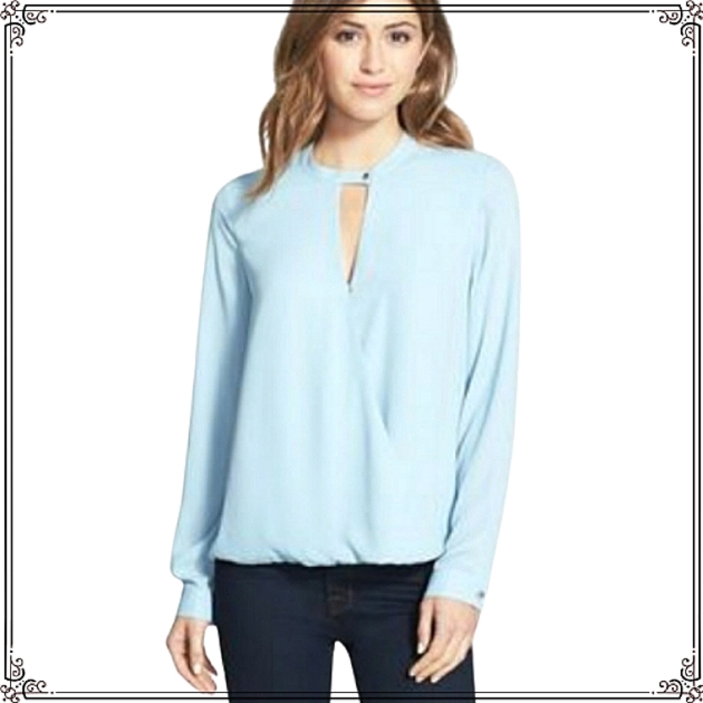 Vince Camuto Long Sleeve Keyhole Wrap Front Blouse Size Small